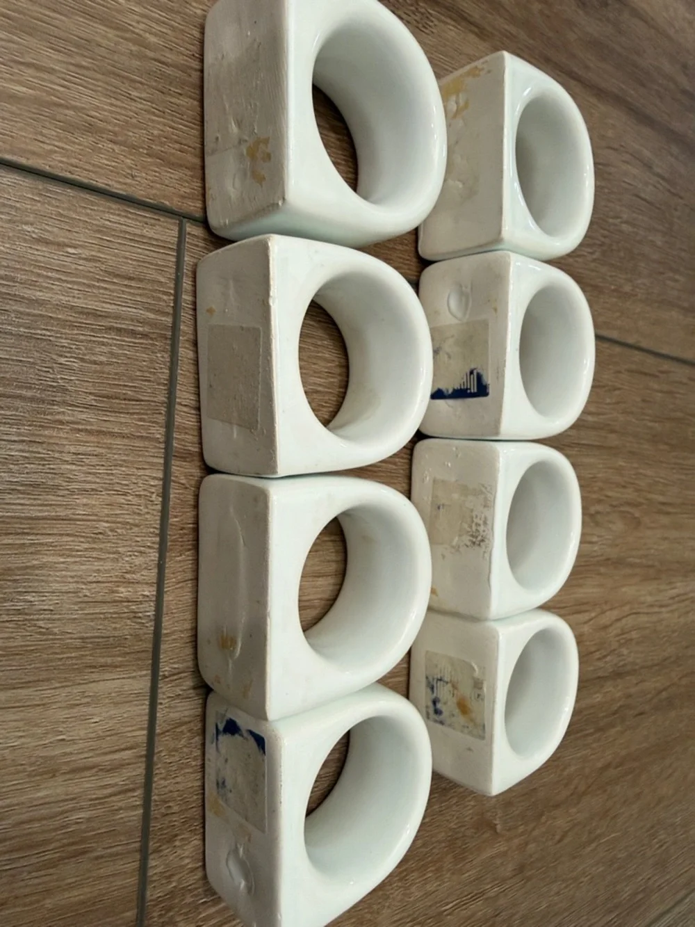 Vintage Pier 1 Imports Set of 8 White Ceramic Napkin Rings